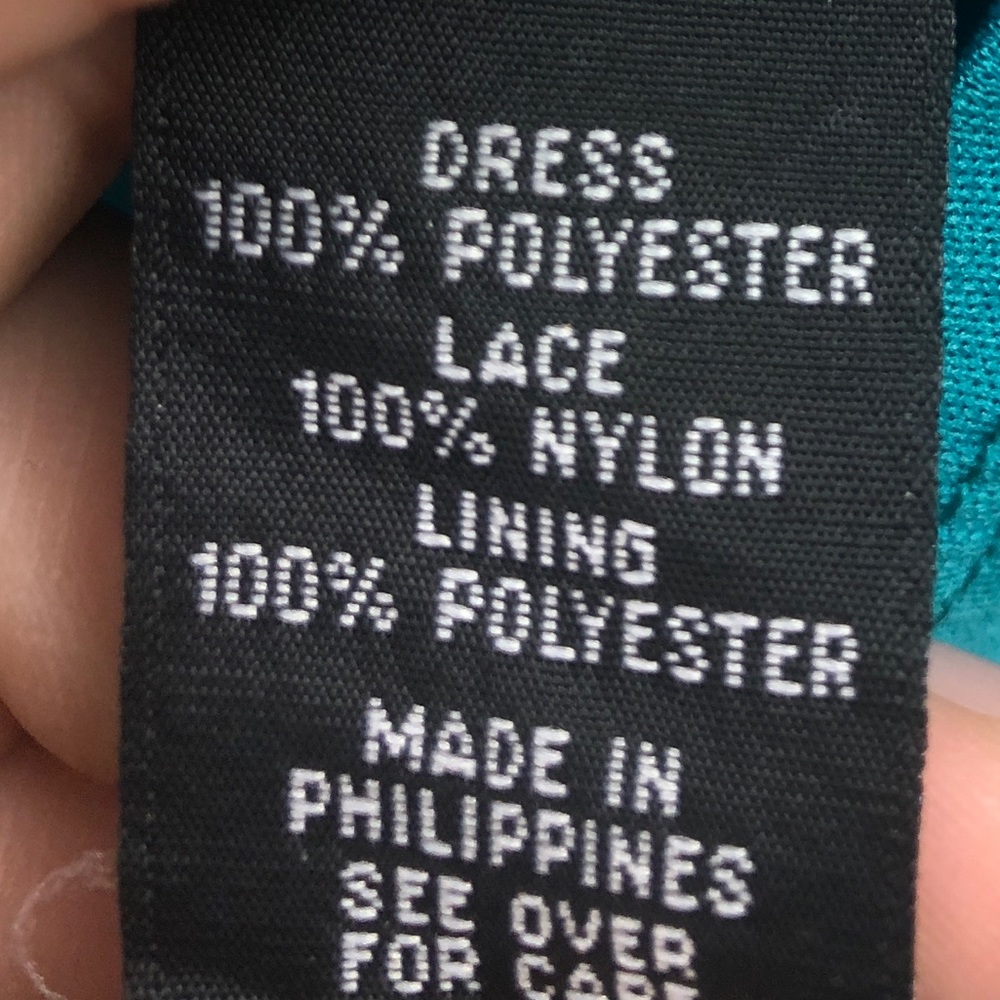 By & By Teal Shift Halter Lace Dress Size Large - Picture 6 of 6